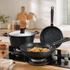 Black spot cookware set, 304 stainless steel pot set of five pieces, including wok, soup pot and frying pan details Picture